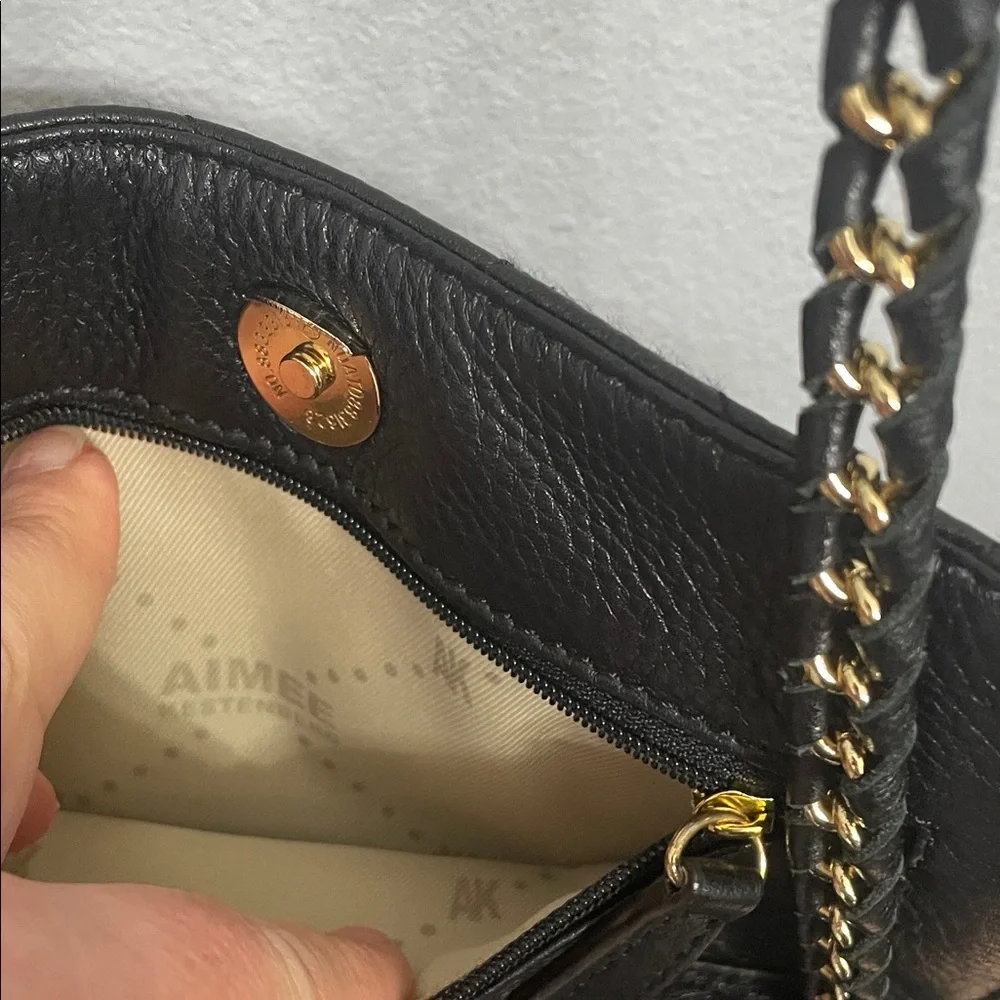 Aimee Kestenberg Black Leather Crossbody Bag with Gold Tassel - Picture 4 of 10